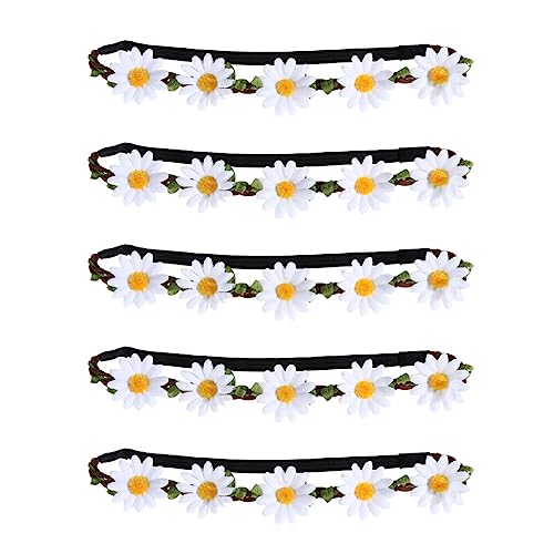 FOMIYES 5st Blumenkranz Blumen-haarschmuck Sonnenblumenkrone Haarkranz Blumenkopfbedeckungen Blumenkronen Für Frauen Stirnband Damen-stirnband Fräulein Weiß Strand Gänseblümchen von FOMIYES