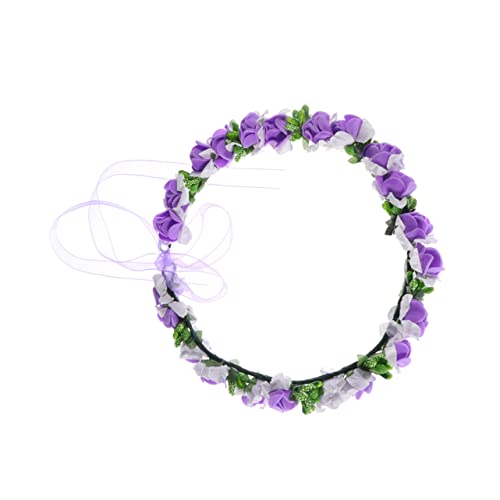 FOMIYES Stirnband Mit Blumenkranz Hochzeit Kopfschmuck Kinder Kranz Kinder Blumig Hochzeitskranz Kinder Mädchen-stirnband Braut Haar Violett Brötchen von FOMIYES