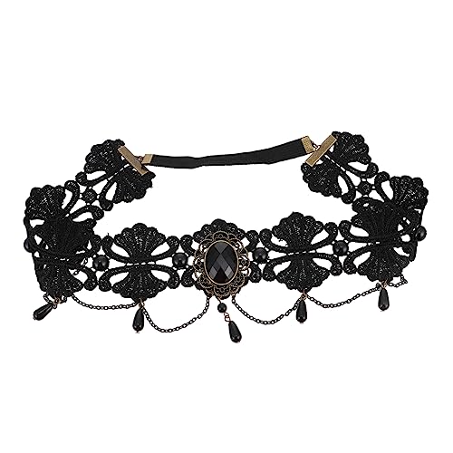 FOMIYES Stirnband Halloween-vintage-kopfbedeckung Halloween-frontband Kopfbedeckung Aus Künstlichen Perlen Halloween-haargirlande Schwarze Scrunchies Für Haare Stirn Schmuck Spitze Zubehör von FOMIYES