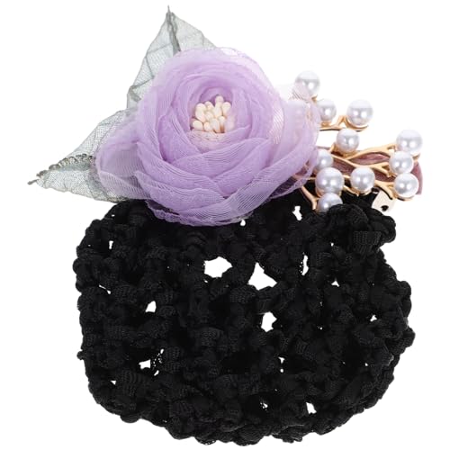 FOMIYES Top-Clip Blumen-Haarnetz Clip-Haarnetz -Haarnadel Haarnetze Für Tanz-Dutts Haar-Accessoires Für Teenager-Mädchen Haar-Up Lila Haar-Dutt-Halter Stoff von FOMIYES