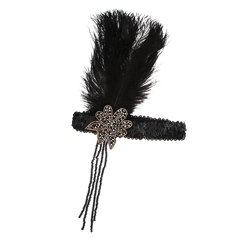 FOMIYES -haarband Flapper-kopfbedeckung Aus Den 20er Jahren Roaring 20s Accessoires 1920 Kostümzubehör -kopfbedeckung Kopfbedeckungen Aus Den 1920er Jahren Feder Stirnband von FOMIYES