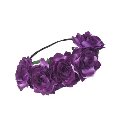 FOMIYES kopfschmuck Tiara Haarbänder Stirnband Blumenstirnbänder für Mädchen rosafarbenes Haarband Blumenmädchen Kopfbedeckung Haarschmuck Braut Violett von FOMIYES