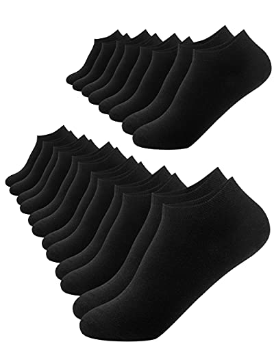 FOOTNOTE 10 Paar Sneaker Socken Mit Softbund Flacher Zehennaht Hoher Baumwollanteil Für Damen Herren Schwarz in 39-42 von FOOTNOTE