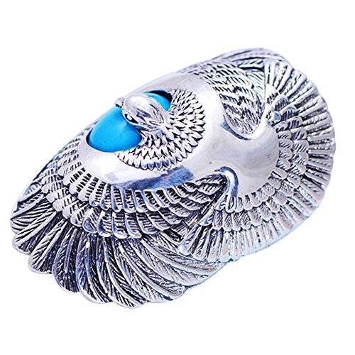 ForFox Vintage Echt 925 Sterling Silber Adler Ring mit Türkis Vogel Schmuck für Herren Damen Größe 65 von ForFox