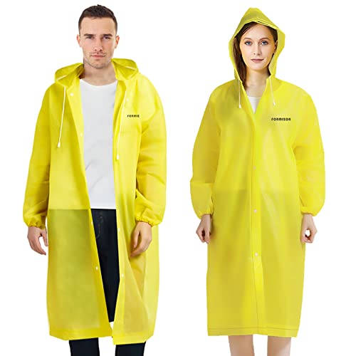 FORMIZON 2 Stück Regenponcho, Regenponcho Wiederverwendbarer, Transparent Regenmantel mit Kapuze, Wasserdicht Regencape Atmungsaktiv Regenjacke Damen Herren für Konzert, Wandern, Radfahren, Camping von FORMIZON