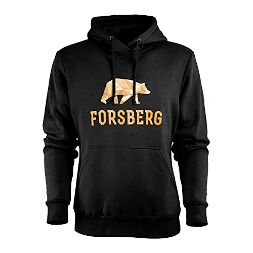 FORSBERG Herren Hoodie mit Bärenlogo | Stylischer Kult-Hoodie mit Polygonbär | Hoher 60% Baumwolle / 40% Polyester, Farbe:schwarz, Größe:XXL von FORSBERG