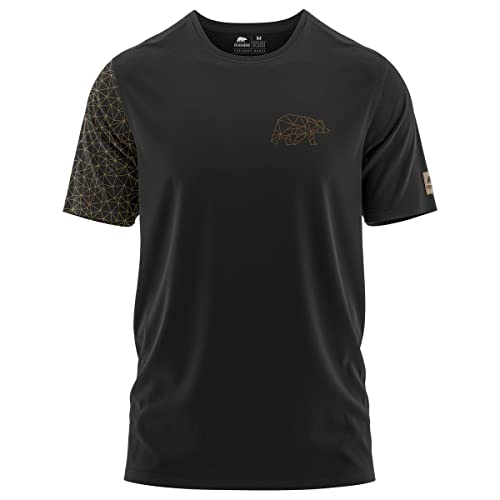 FORSBERG Thyrison T-Shirt Rundhals mit Brustlogo Bär mit Polygon Design hochwertig robust hellgrau Melange für Herren, Farbe:schwarz/Bronze, Größe:S von FORSBERG