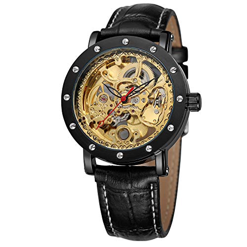 FORSINING Men's Automatic Skeleton Transparent Crystal Analog Watch with Leather Strap FSG8159M3B1 von FORSINING