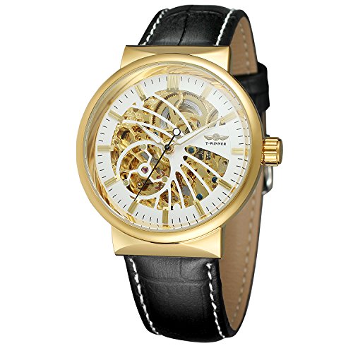 FORSINING Men's Automatic Skeleton Leather Strap Water-Resistant Watch with Analogue WRG8126M3G3 von FORSINING