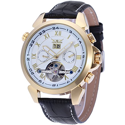 FORSINING Men's Automatic Tourbillon Calendar Classic Band Wrist Watch JAG057M3G1 von FORSINING