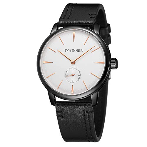 FORSINING Men's Mechanical Hand-Wind Simple Casual Analogue Watch with Leather Strap WRG8165M3B3 von FORSINING