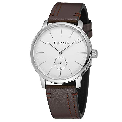 FORSINING Men's Mechanical Hand-Wind Simple Casual Analogue Watch with Leather Strap WRG8165M3S3 von FORSINING