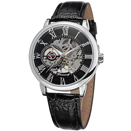 FORSINING Men's Mechanical Hand-Wind Skeleton Analogue Leather Strap Watch FSG8099M3S2 von FORSINING