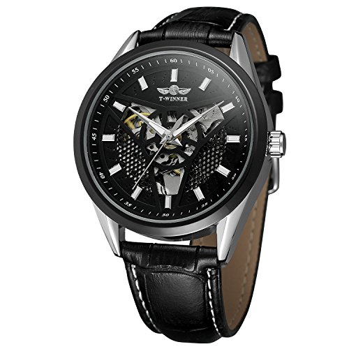 FORSINING Men's Transparent Automatic Self-Wind Skeleton Leather Analogue Watch WRG8147M3T3 von FORSINING