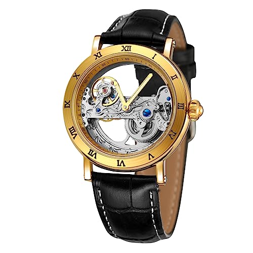 FORSINING Men's Unique Luxury Automatic Movement Leather Strap Skeleton Analog Watch FSG9418M3T1 von FORSINING