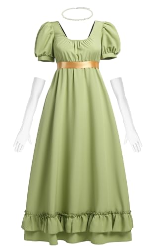 Regency-Kleid für Damen, Regency-Ballkleid, Empire-Taille, Renaissance, viktorianisches Teeparty-Kleid, Hellgrün, Groß von FORTMAC