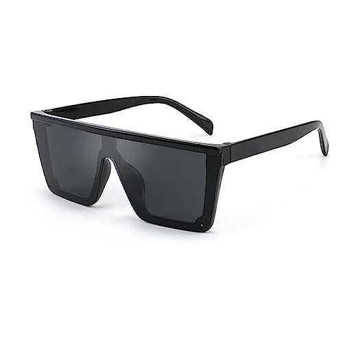 FOURCHEN Quadratische übergroße Sonnenbrille für Mädchen und Jungen, modische flache Oberseite, großer Rahmen, Sonnenbrille für Kinder, Schwarz , unity von FOURCHEN