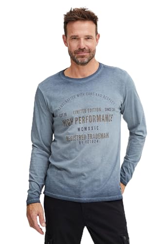 FQ1924 FQEmilio Herren Longsleeve Langarmshirt Shirt mit Print und Rundhalsausschnitt, Größe:L, Farbe:Dark Denim (194118) von FQ1924