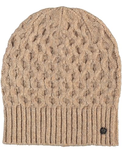 FRAAS Beanie Damen Mütze - Strickmütze mit 3D-Effekt - Hochwertige Wintermütze - Kopfbedeckung mit Waben-Muster Camel von FRAAS