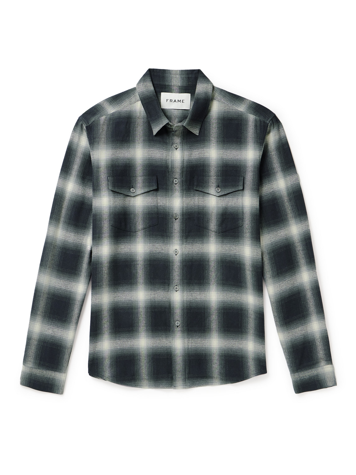 FRAME - Checked Brushed Cotton-Flannel Shirt - Men - Gray - M von FRAME
