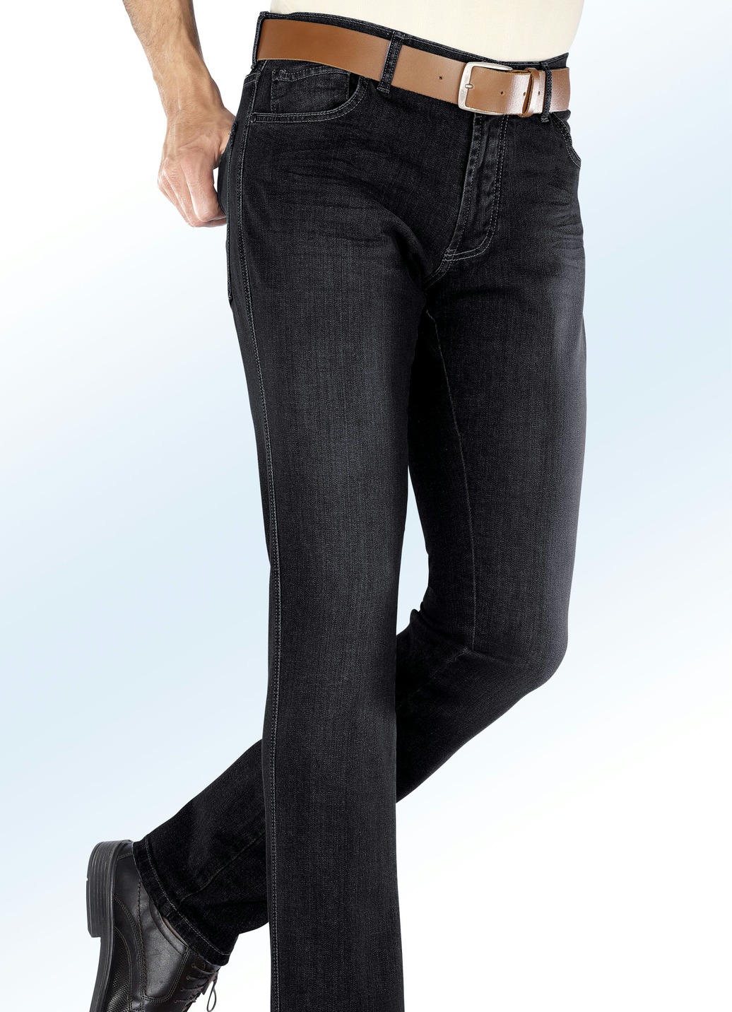 "Francesco Botti"-Unterbauch-Jeans mit Dehnbund in 3 Farben, Schwarz, Größe 24 von FRANCESCO BOTTI