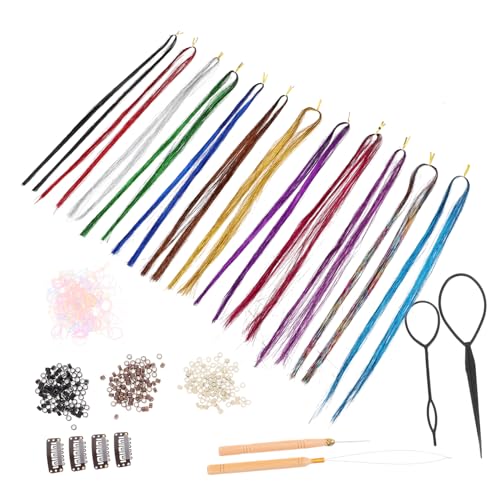 FRCOLOR 1 Satz Geflochtenes Haarseil-Set glitzernde Haarsträhnen Haar-Lametta-Glitzer Häkelnadeln Haarnadeln Lametta Haarverlängerungen Haar-Lametta-Set für Damen Blitz metallische Linie FRCOLOR 1 Satz Geflochtenes Haarseil-Set glitzernde Haarsträhnen Haar-Lametta-Glitzer Häkelnadeln Haarnadeln Lametta Haarverlängerungen Haar-Lametta-Set für Damen Blitz metallische Linie von FRCOLOR