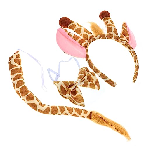 FRCOLOR 1 Satz Tierisches Giraffen-stirnband Tier-stirnbänder Plüschfliege Halloween-cosplay-set Kleid-giraffe-kostümset Giraffe Cosplay Fliege Giraffenschwänze Stoff Ausgabekarte Ohr Kind von FRCOLOR