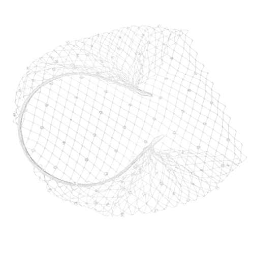 FRCOLOR 1stk Mesh-stirnband Vintage-schleier Braut Schleier Stirnband Brautschleier Für Die Hochzeit Hochzeitsschleier Für Bräute Damenhüte Frau Abschlussball Gittergewebe Blumen Weiß von FRCOLOR