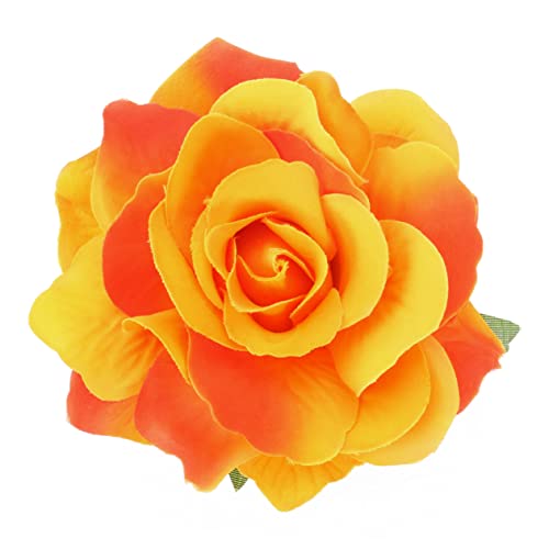 FRCOLOR 2 1 Haar Brosche Haarspange Orange Blumennadeln Für Kleidung Brautkopfschmuck Für Die Hochzeit Hawaiianische Haarspange Blumenhaarspangen Für Gelber Clip Herren Metall Mutter Rosen von FRCOLOR