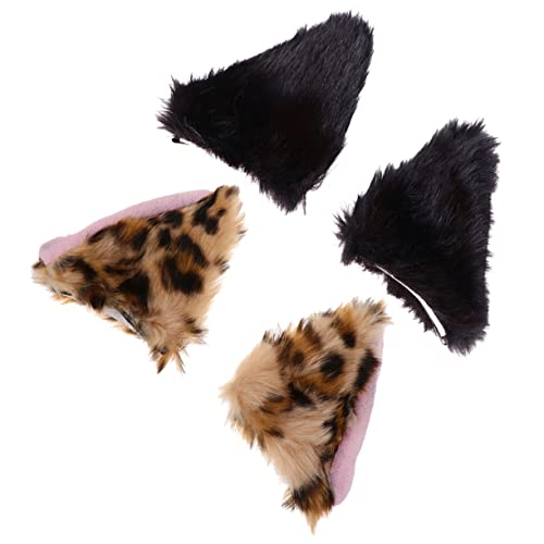 FRCOLOR 2 Paar Fuchs Ohr Haarspange Haarschmuck Fuchs Ohrclips Katzenohrspangen Für Mädchen Haarspangen Für Frauen Clip Auf Katzenohren Kuscheltier Flanell Halloween Katzenfrau Fräulein von FRCOLOR