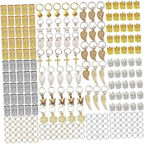 FRCOLOR 250 Stück Krone Haarschnalle Haarring Wikinger Haarringe Dreadlock Goldene Haarringe Damen Haarringe Haarring Für Männer Haarring Für Mädchen Weben Metall Gold Und Silber Mann von FRCOLOR