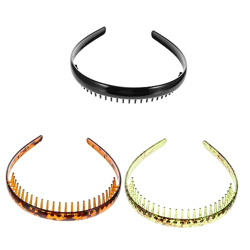 FRCOLOR 3st Gezacktes Stirnband Rutschfester Haarreif Haarreifen Kämmen Stirnband Mit Zähnen Zahnkamm Stirnband Zähne Stirnband Unisex Stichsäge Herrenkamm Welle Plastik Männer Und Frauen von FRCOLOR