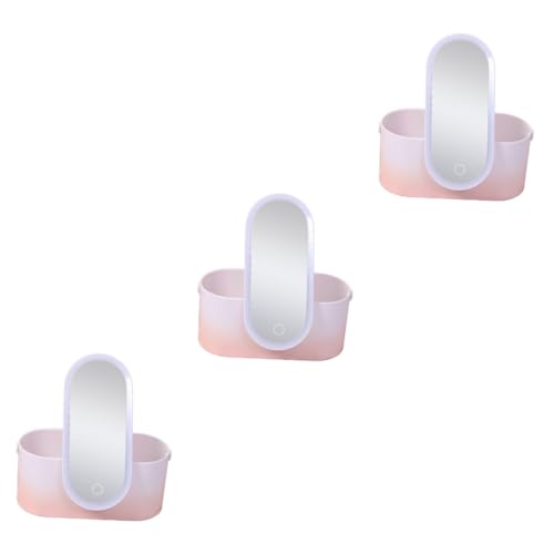 FRCOLOR 3Er-Box LED-Kosmetikspiegel Toilettenartikelbehälter Make-up-Juwelen Reisekosmetikspiegel kosmetischer Reisebehälter Kosmetikhalter für Frauen Hautpflege Veranstalter Dressing-Box von FRCOLOR
