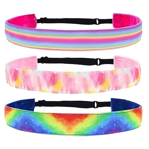 FRCOLOR 3st Regenbogen-stirnband Mit Farbverlauf Sport Yoga Rutschfestes Stirnband Homosexuell Stolz Zubehör Mädchen Yoga Haarband Dehnbar Europäisch Und Amerikanisch Turban Fitness Stoff von FRCOLOR