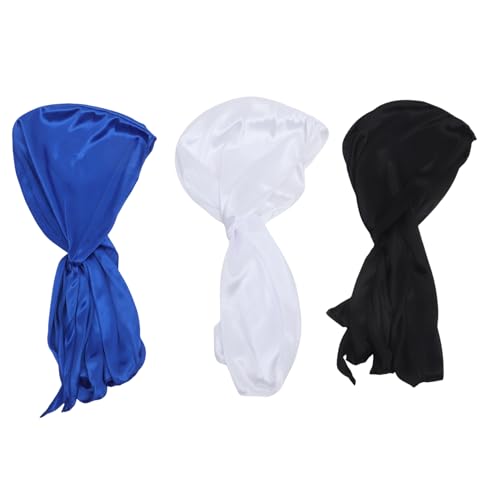 FRCOLOR 3st Kopfbedeckungen Für Männer Piratenmütze Mit Breitem Halloween-party-cosplay-hut Bandana-taschentücher Turban-stirnband Damen Hut Mit Langem Langen Polyester von FRCOLOR