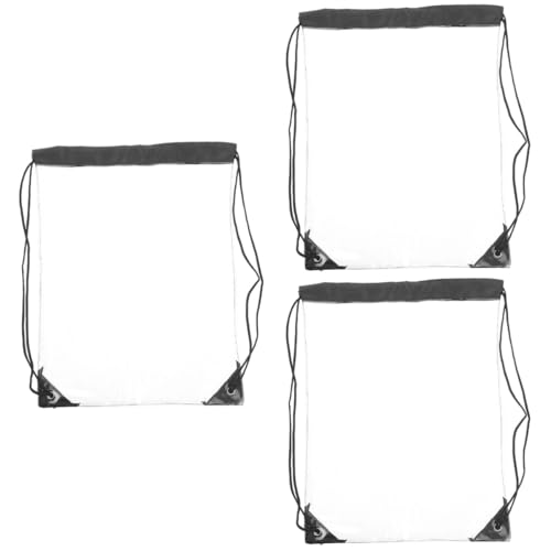 FRCOLOR 3st Transparenter Wäschesack Turnbeutel Mit Kordelzug Kosmetikbehälter Für Frauen Reise-Make-up-Organizer Transparenter Rucksack Mit Kordelzug Sport Fitness Handtasche PVC von FRCOLOR