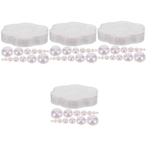 FRCOLOR 4 Kisten Pflaumenblüten-nagelkunstzubehör Nagelkunst-anhänger Halbrunde Nailart-perlen Perlen Zum Basteln Perlen Für Nägel Nagelkunstperlen Plastik Weiß Material Halbkreis von FRCOLOR