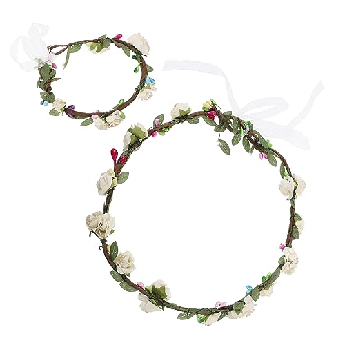 FRCOLOR 4 Stück floraler Kopfschmuck verstellbares Haargummi Haarbänder für Damen weißes Stirnband Tiara Hochzeitsarmband Hochzeit Haarband anpassen Kopfbedeckung Kranz Haarschmuck Kind von FRCOLOR