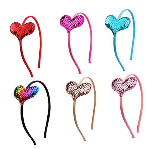 FRCOLOR 6st Valentinstag Haare Haar-accessoires in Liebesform Mädchen-stirnband Valentinstag Haarreifen Pailletten-stirnband Für Kinder Paillettenhaar Amor Kostüm Schal Herz Kleinkind von FRCOLOR