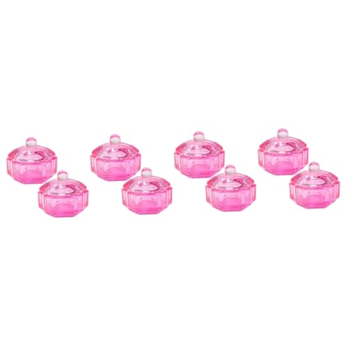 FRCOLOR 8 Stk Gefäß aus Acrylglas rosa Platten dappen schale schüssel klarer Glaskristallbecher Buntglas dappen schüssel flüssige Monomerschale für Acrylnägel Nagel Halterung Gemüseschale von FRCOLOR