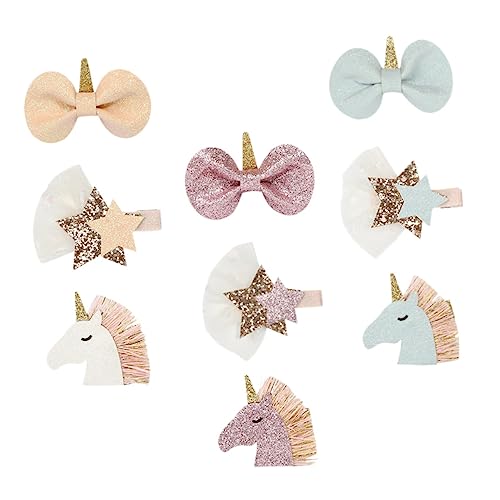 FRCOLOR 9st Haarschmuck Für Kinder Einhorn-party-accessoire Einhorn Schleife Einhorn-partydekoration Glitzernde Haarspangen Einhorn-haar-accessoire Pailletten Kopfbedeckung Baby Krawatte von FRCOLOR