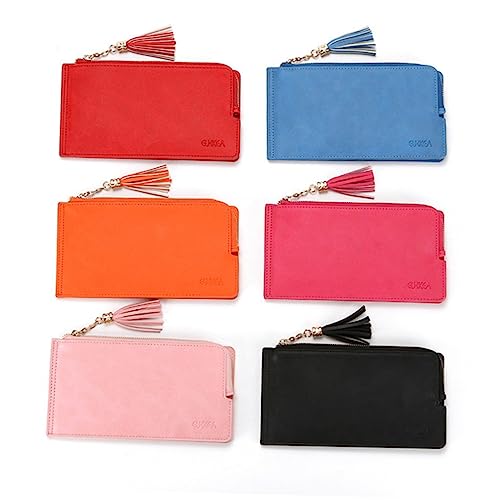 FRCOLOR Damen Mini Geldbörse Mit Reißverschluss Kosmetikspiegel Tragbares Portemonnaie Mit Quasten Für Münzen Karten Für Reisen Rot FRCOLOR Damen Mini Geldbörse Mit Reißverschluss Kosmetikspiegel Tragbares Portemonnaie Mit Quasten Für Münzen Karten Für Reisen Rot von FRCOLOR