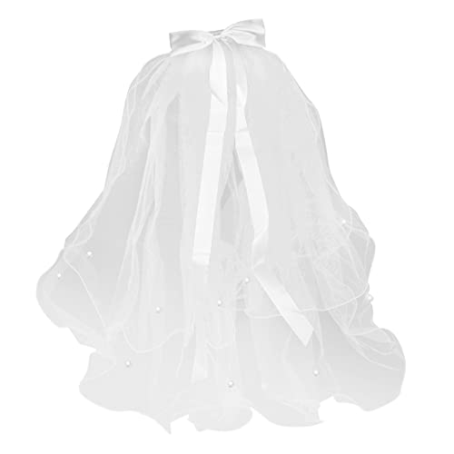 FRCOLOR Doppellagiger Kinderschleier Braut Hochzeitskleid Gemeinschaft Tiara Hochzeitskleider Schleier für die Hochzeit Haarschleier Mädchen Haarschmuck das erste Mal Kopfbedeckung Weiß von FRCOLOR
