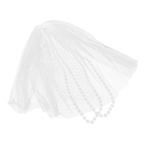 FRCOLOR Kopfbedeckungen für die Braut hochzeitshaar schmuck wedding hair accessories bridal veil brautmode Perle Hochzeitskleid Schleier schmücken Fräulein Stirnband Polyester Weiß von FRCOLOR