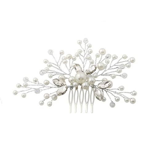 FRCOLOR Tiara Strassschmuck Perlenkopfschmuck Stutzenhalter Perlen Und Strasskämme Zubehör Hochzeit Braut Weiß Braut Kopfschmuck von FRCOLOR