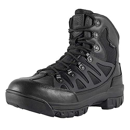 FREE SOLDIER Herren Stiefel Atmungsaktiv Outdoor Wanderschuhe Taktisch Kampfstiefel Militär Stiefel Alles Gelände Stiefel zum Trekking (Schwarzes Leder,39) von FREE SOLDIER