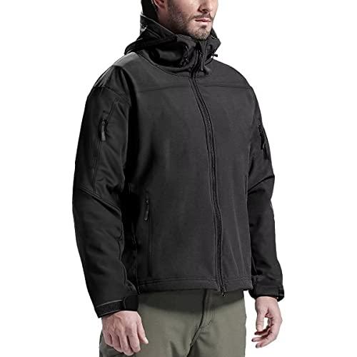 FREE SOLDIER Softshelljacke Herren Wasserdicht Winterjacke Winddicht Warme Funktionsjacke übergangsjacke Outdoorjacke für Wandern Fahrrad Camping (Schwarz 3XL) von FREE SOLDIER