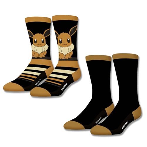 2 Paar Herren Socken aus Baumwolle Pokemon, Evoli Eevee, 39-42 von FREEGUN