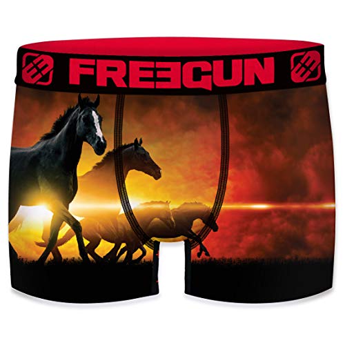 FREEGUN Herren Boxershorts, Wildlife-Edition 16 Verschiedene MEGA-Designs (Pferde, M/5/48) von FREEGUN