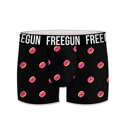 FREEGUN Herren Boxershorts Fast-Food-Edition, Hamburger, Donuts, Pizza, Hotdog als Motive (M, Donut) von FREEGUN